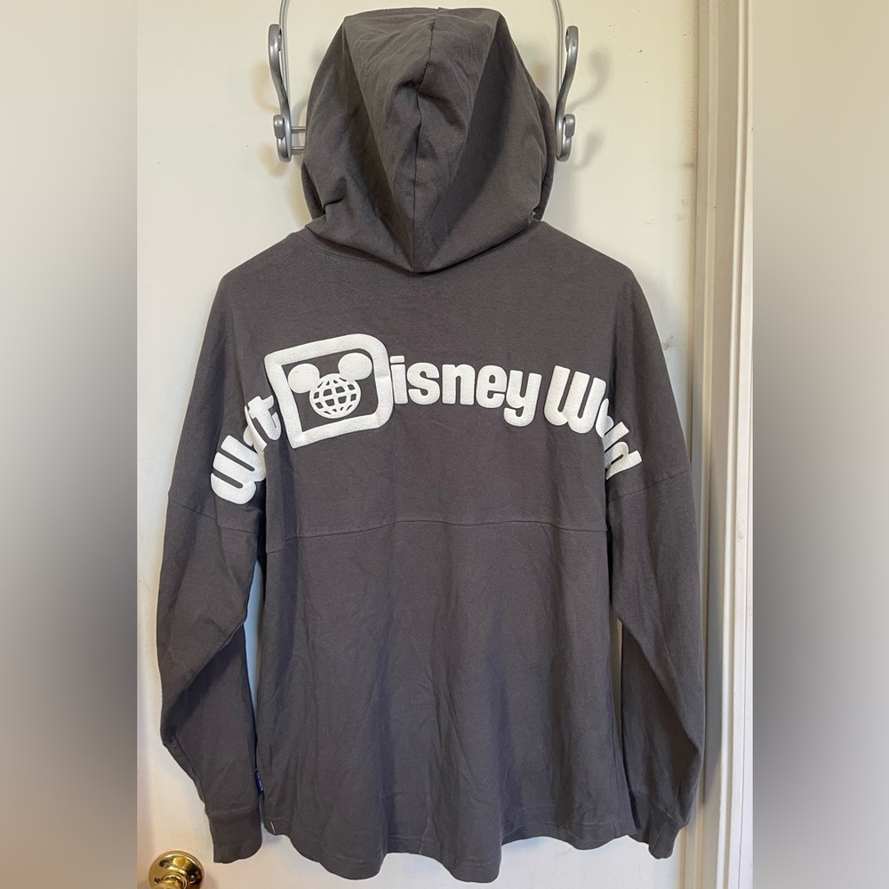 WALT DISNEY WORLD‎ Disney Parks Gray Hooded Spirit Jersey Pullover Size Medium